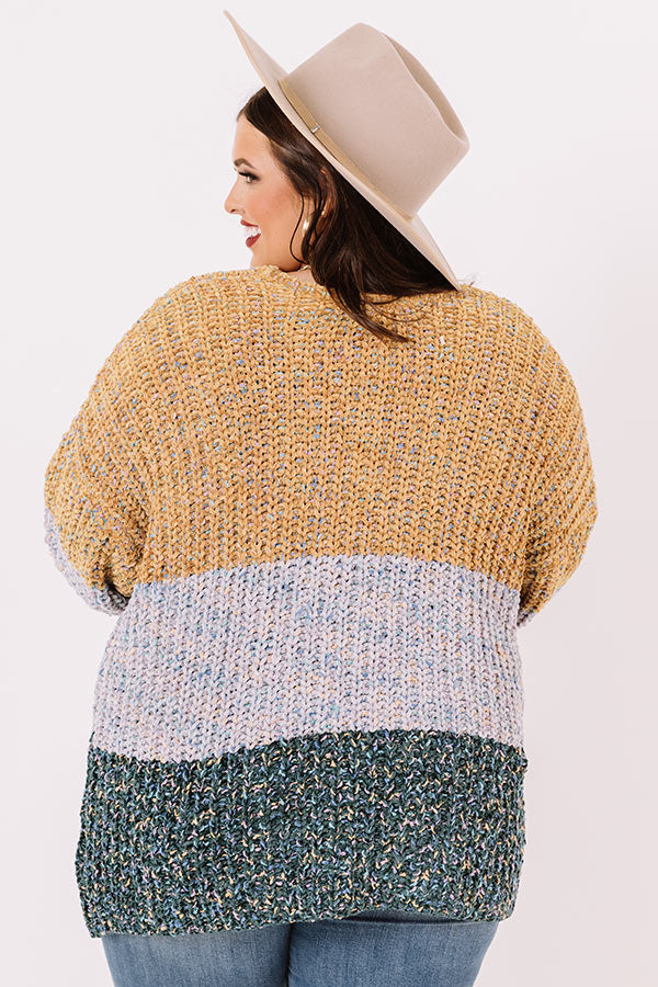 Make It A Latte Chenille Cardigan In Mustard Curves Image - 4