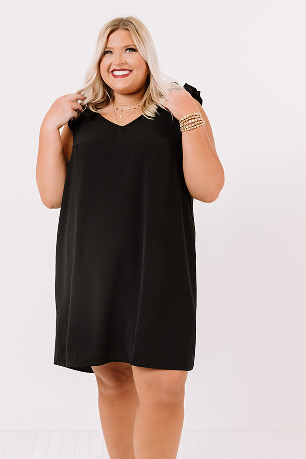 Song And Dance Ruffle Shift Dress In Black Curves Image - 2