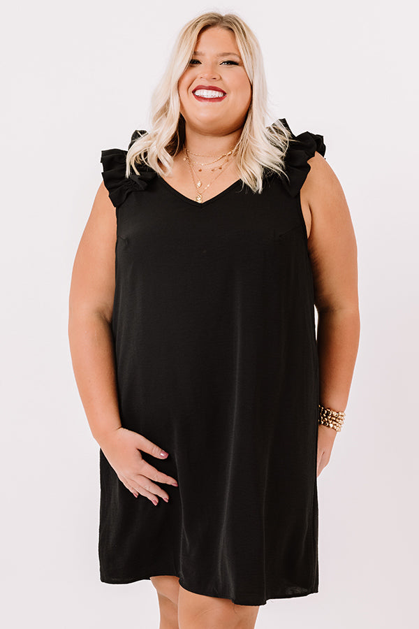 Song And Dance Ruffle Shift Dress In Black Curves Image - 3