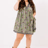 Serene Stay Paisley Babydoll Dress In Olive   Curves Image - 1