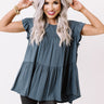 Love A Latte Babydoll Top In Slate Image - 1