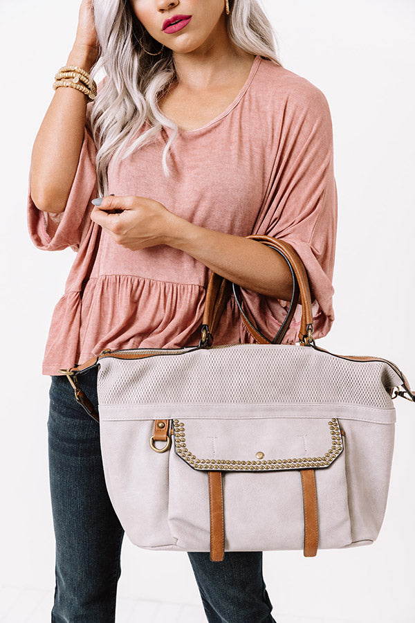 Betting On Brunch Faux Leather Tote In Grey