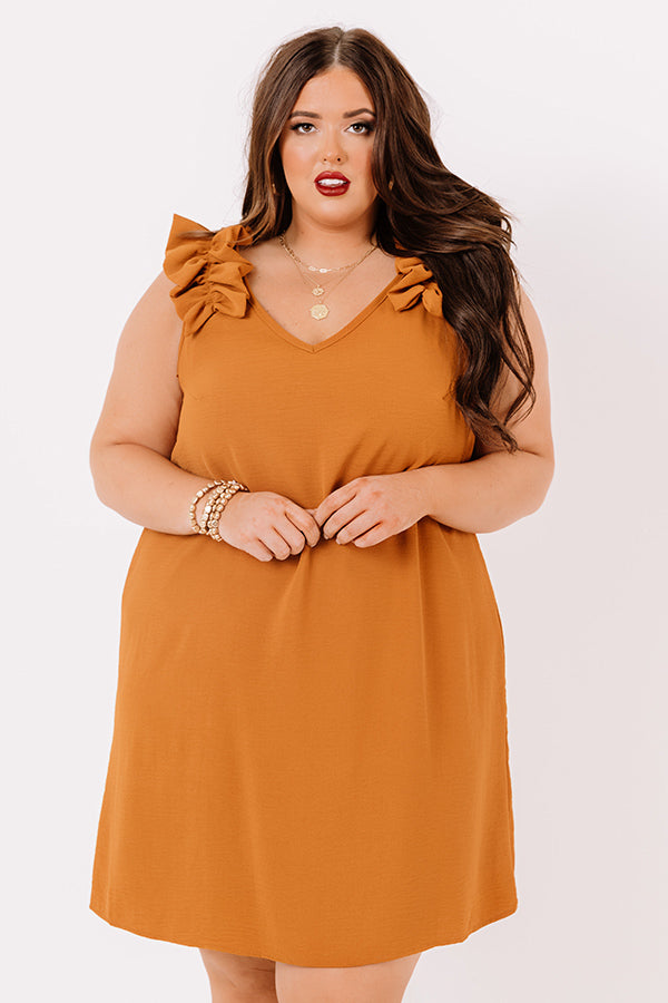 Song And Dance Ruffle Shift Dress In Pumpkin Curves Image - 2
