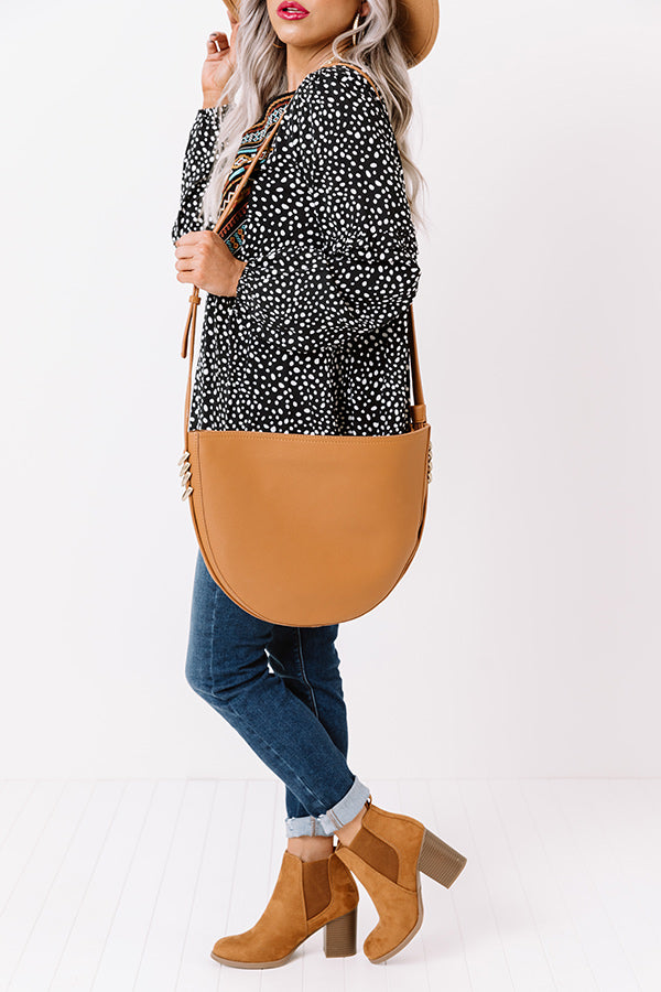 Cider Chic Faux Leather Crossbody In Camel Image - 3