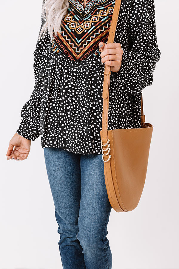 Cider Chic Faux Leather Crossbody In Camel Image - 4
