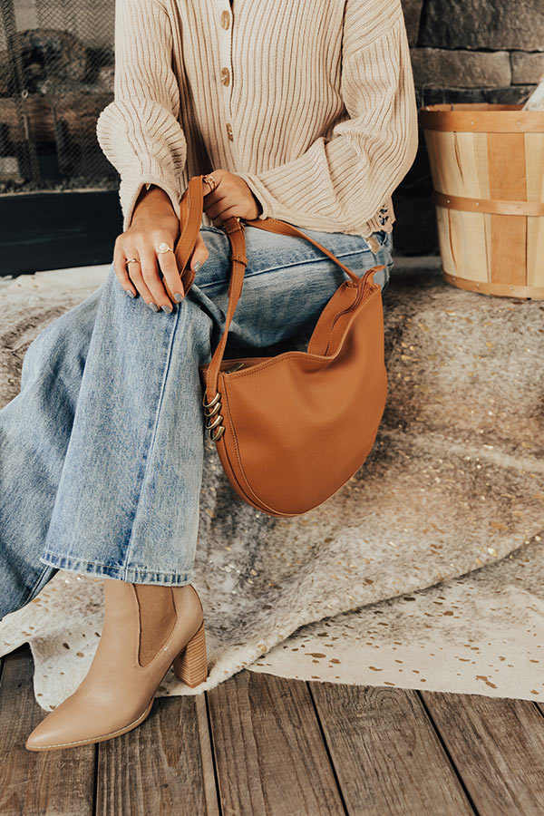 Cider Chic Faux Leather Crossbody In Camel