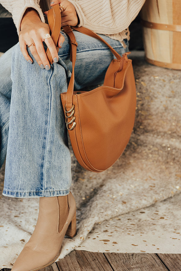 Cider Chic Faux Leather Crossbody In Camel Image - 2