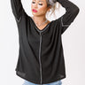 London Shops Waffle Knit Top In Black Image - 1
