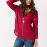 London Shops Waffle Knit Top In Crimson Image - 1
