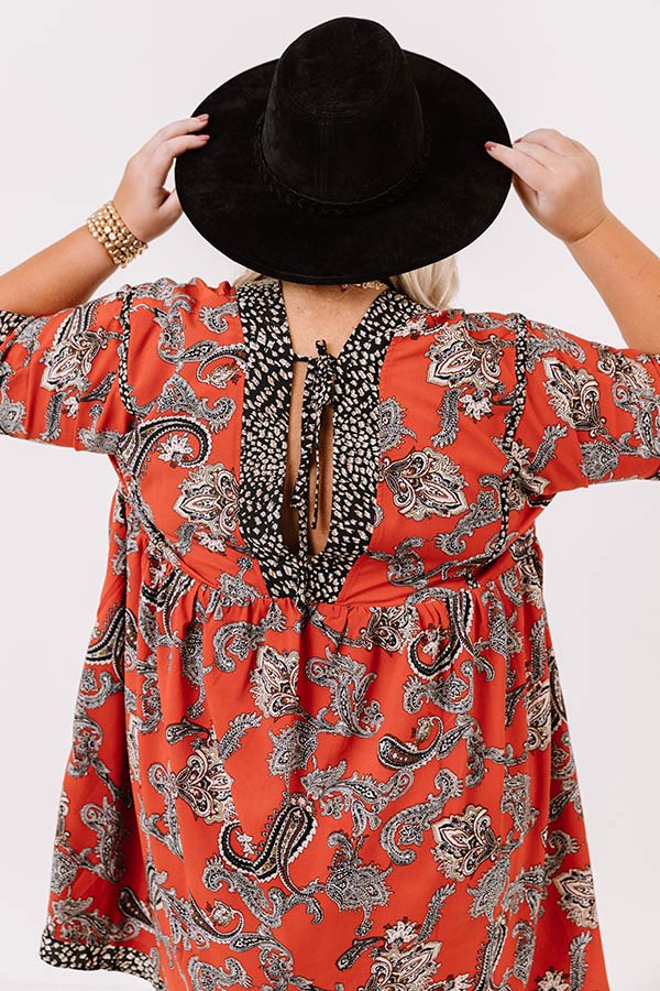 Serene Stay Paisley Babydoll Dress In Scarlet Curves Image - 5