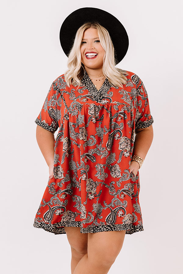 Serene Stay Paisley Babydoll Dress In Scarlet Curves Image - 3