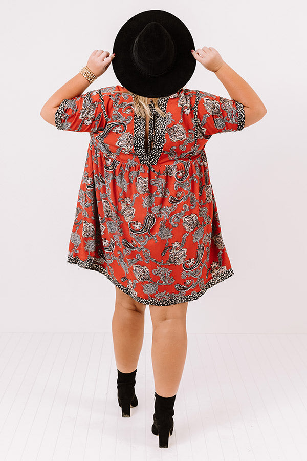 Serene Stay Paisley Babydoll Dress In Scarlet Curves Image - 4