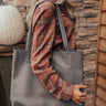 Intermission Faux Leather Tote In Dark Grey Image - 1