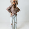London Shops Waffle Knit Top In Dusty Purple Image - 1