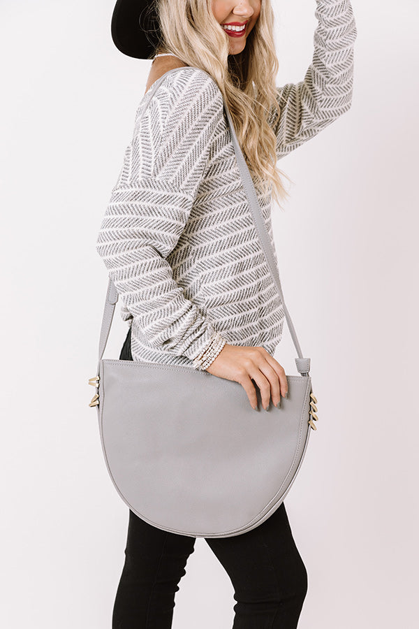 Cider Chic Faux Leather Crossbody In Grey