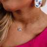 Kendra Scott Elisa Gold Satelite Pendant Necklace in Teal Tie Dye Illusion Image - 1