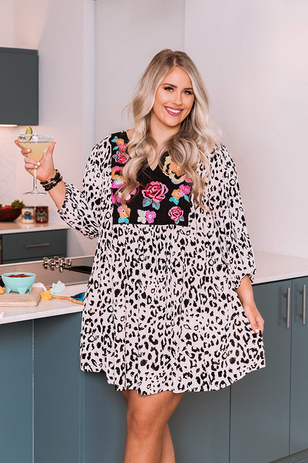 Brilliant Babe Embroidered Leopard Shift Dress Curves Image - 1