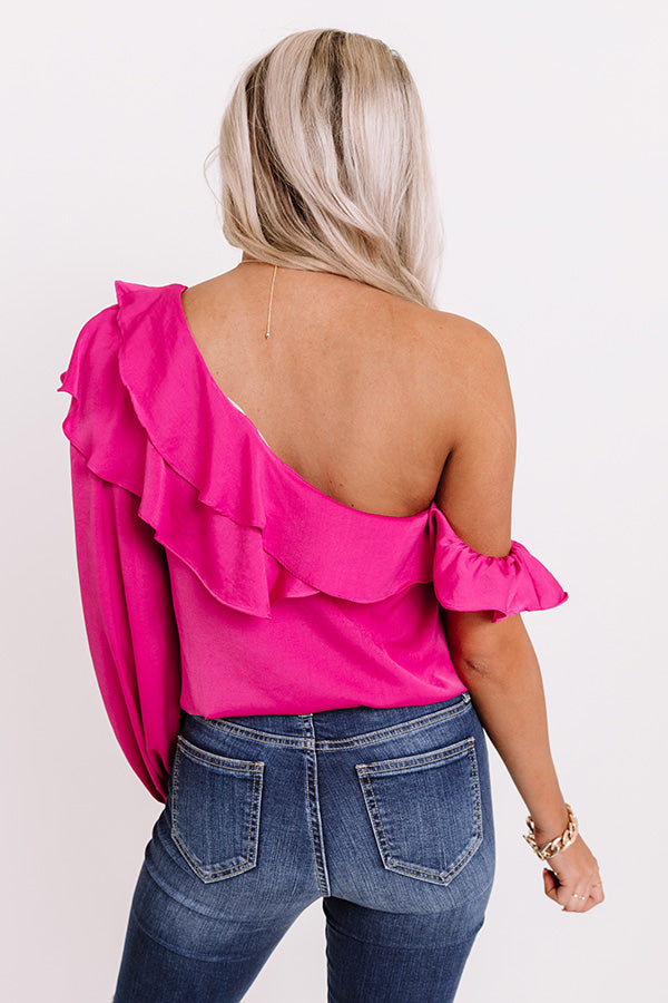 Upscale Night Ruffle Top In Fuchsia Image - 3