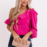 Upscale Night Ruffle Top In Fuchsia Image - 1