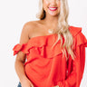 Upscale Night Ruffle Top In Red Image - 1
