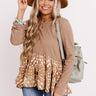 Heavenly Embrace Waffle Knit Top In Mocha Image - 1