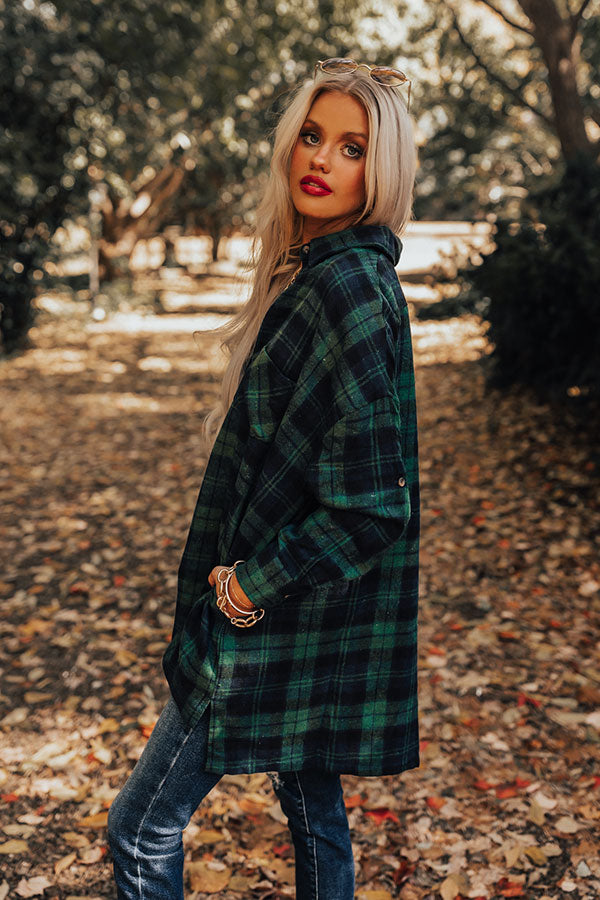 Flannel Pick Me Up Tunic in Hunter Green Image - 3