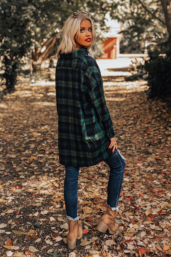 Flannel Pick Me Up Tunic in Hunter Green Image - 4