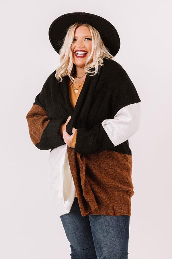 Hello, Harvard Colorblock Cardigan In Black Curves Image - 1