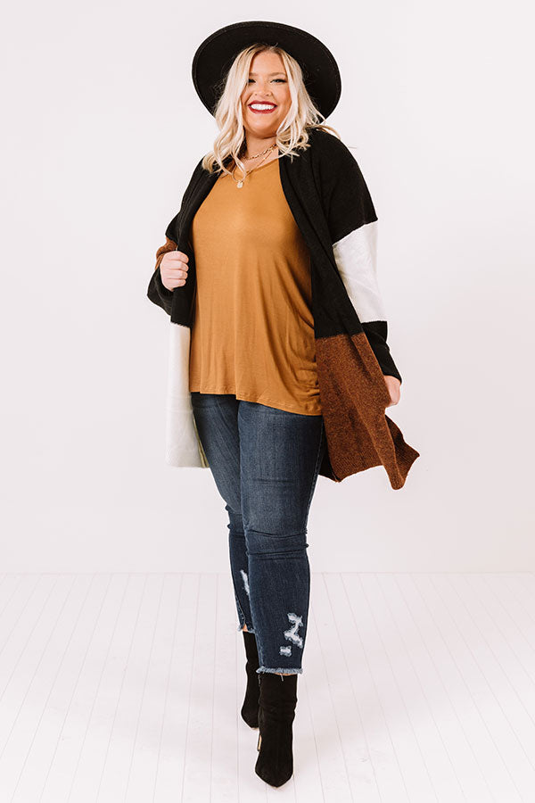 Hello, Harvard Colorblock Cardigan In Black Curves Image - 1