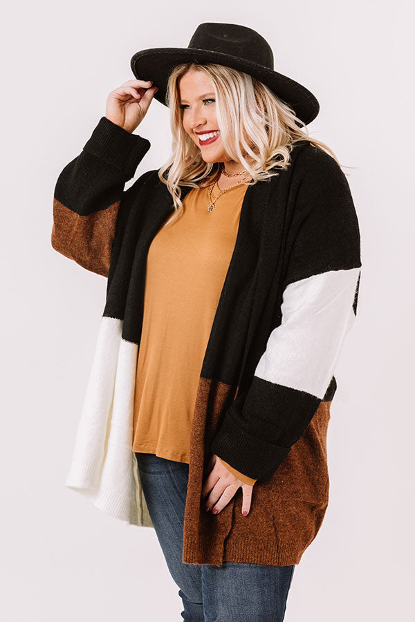 Hello, Harvard Colorblock Cardigan In Black Curves Image - 1