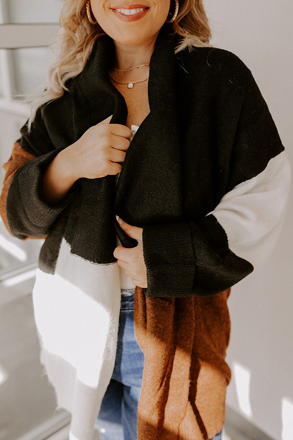 Hello, Harvard Colorblock Cardigan In Black Curves Image - 1