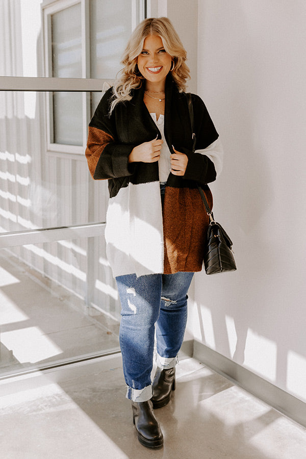 Hello, Harvard Colorblock Cardigan In Black Curves Image - 1