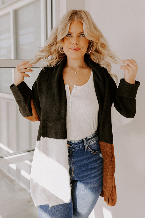 Hello, Harvard Colorblock Cardigan In Black Curves Image - 1