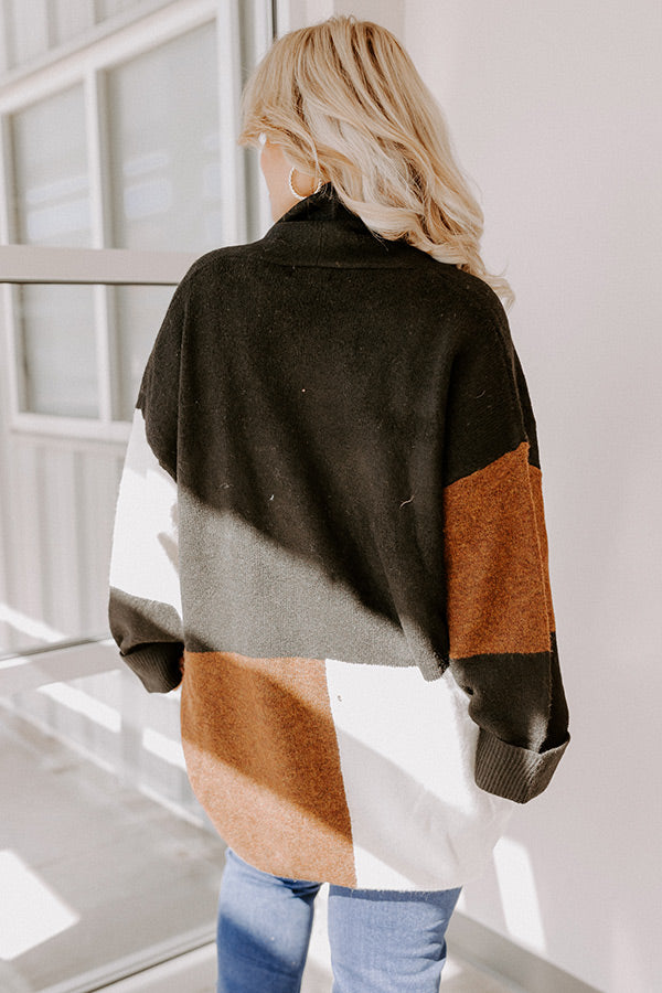 Hello, Harvard Colorblock Cardigan In Black Curves Image - 1