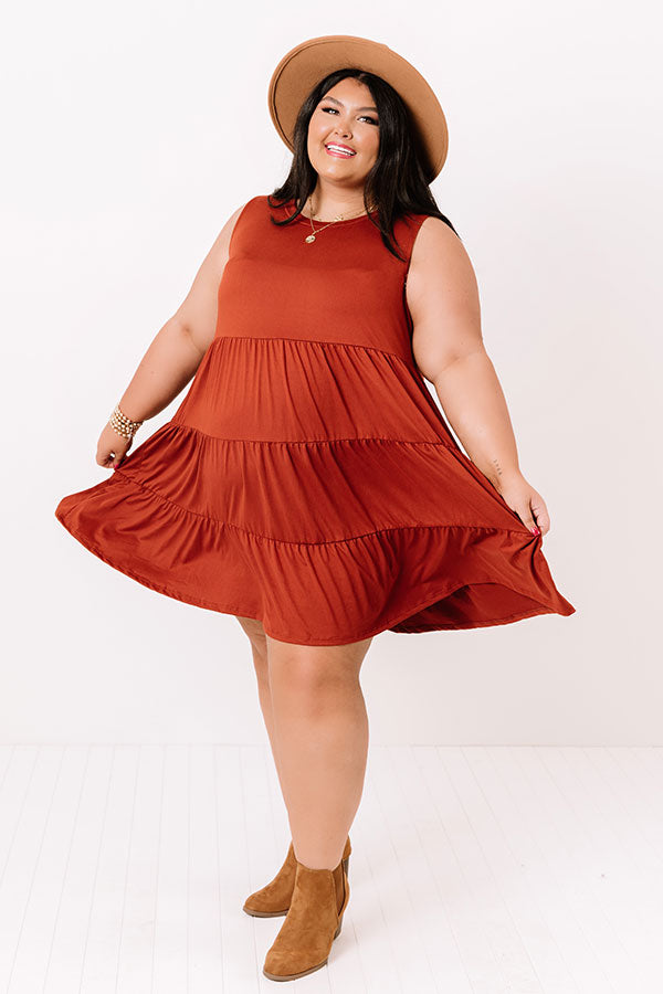 Apple Spiced Wishes Babydoll Dress In Rust   Curves