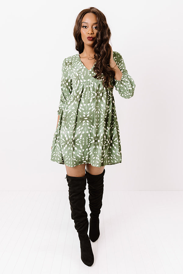 Central Park Strolling Babydoll Dress in Sage • Impressions Online Boutique