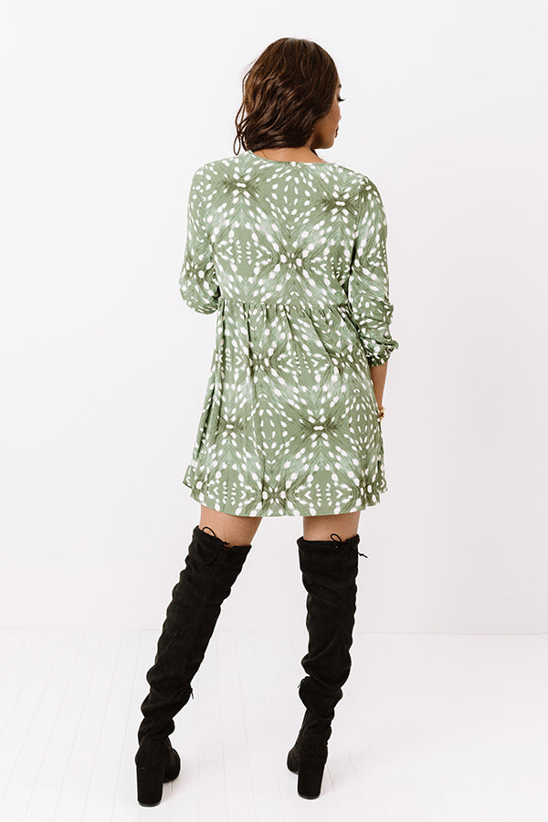 Central Park Strolling Babydoll Dress in Sage • Impressions Online Boutique