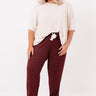Cozy A La Mode Knit Joggers In Maroon   Curves Image - 1