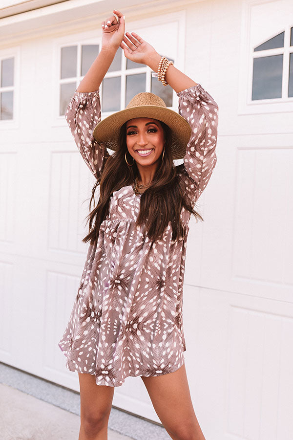 Central Park Strolling Babydoll Dress in Taupe Image - 3