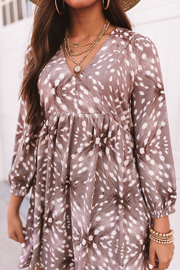 Central Park Strolling Babydoll Dress in Taupe • Impressions Online ...