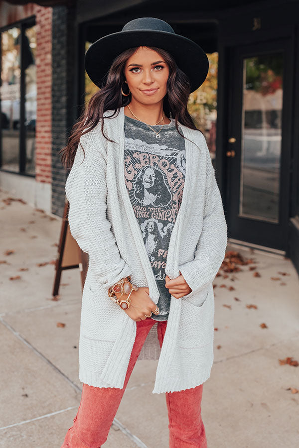 Cuddles On My Mind Knit Cardigan in Light Grey Image - 3