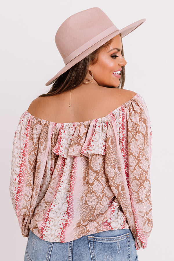 Champagne City Chiffon Snake Print Top Image - 4