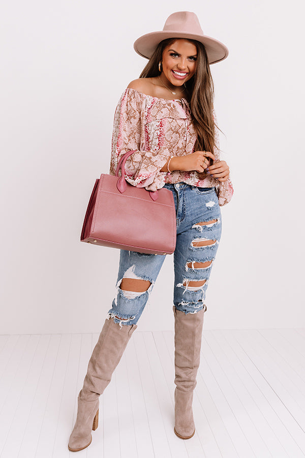 Champagne City Chiffon Snake Print Top Image - 1