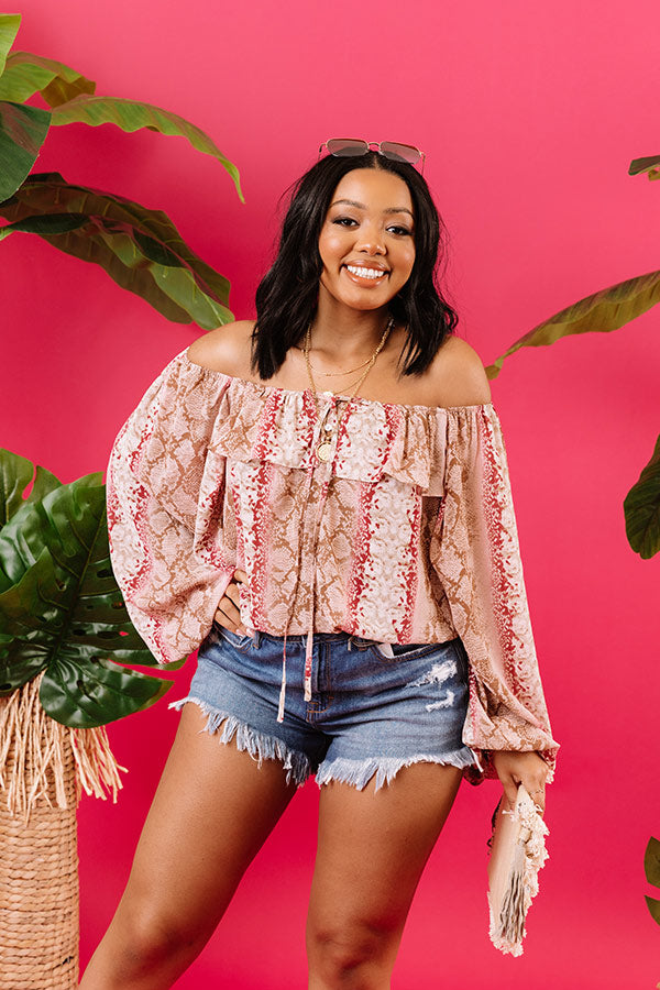 Champagne City Chiffon Snake Print Top Image - 5