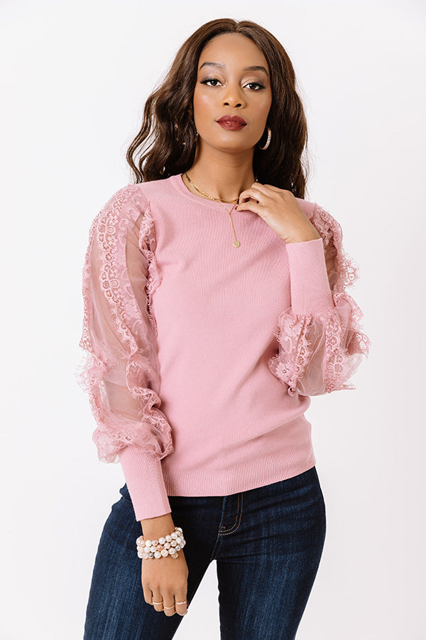 Fall Into My Kiss Sweater Top in Blush Image - 3