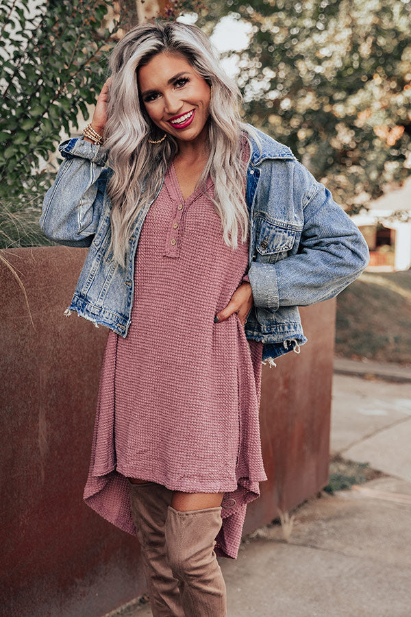 Merlot On Melrose Waffle Knit Dress In Vineyard Grape Image - 1