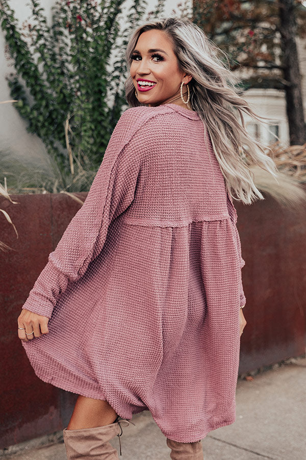 Merlot On Melrose Waffle Knit Dress In Vineyard Grape Image - 5