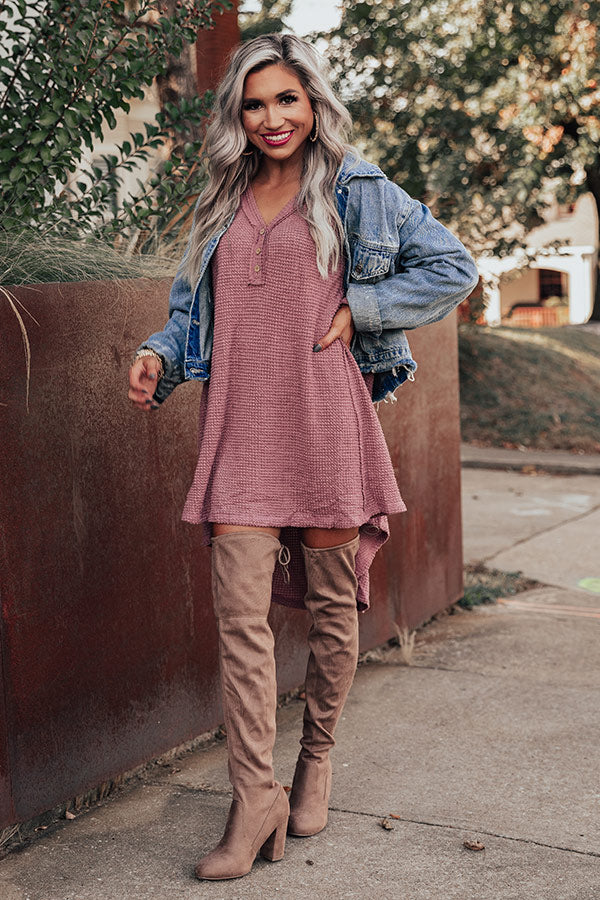 Merlot On Melrose Waffle Knit Dress In Vineyard Grape Image - 2