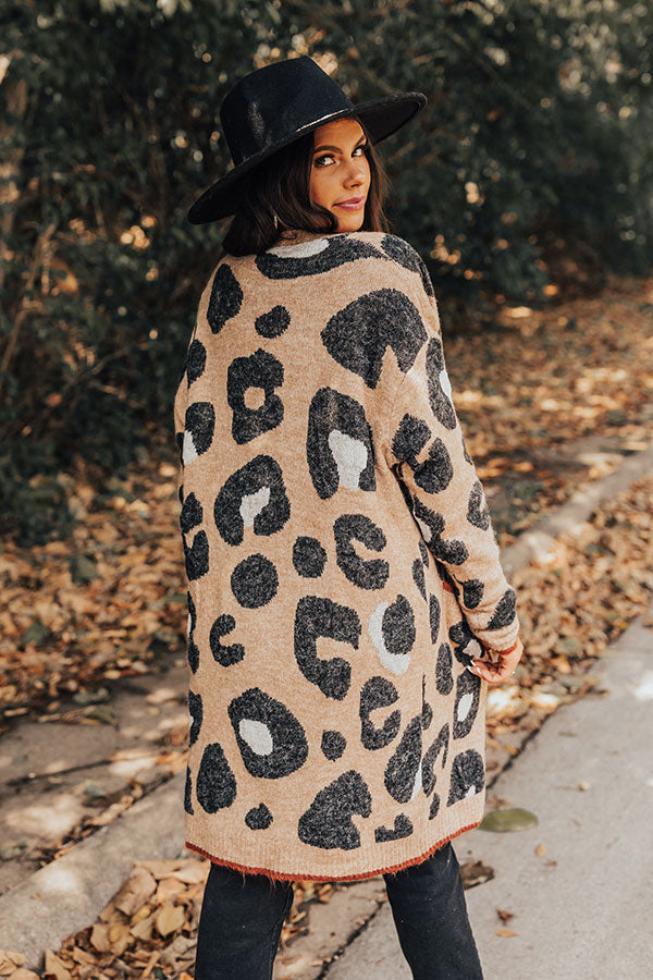 Early Bird Leopard Cardigan In Mocha Image - 4