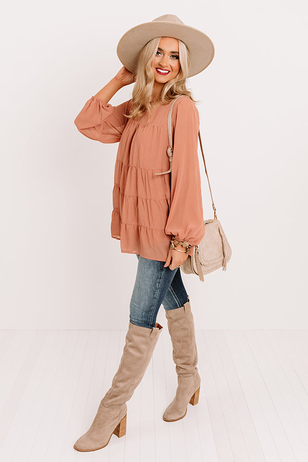 Brink Of Midnight Shift Top In Peach Image - 1